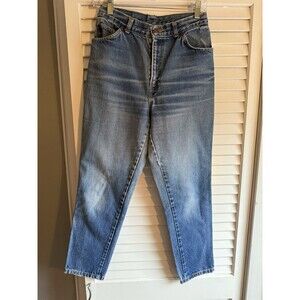 Vintage Chic HIS Women's Jeans 11/12 Blue Mom Tapered High Rise Dark Faded Denim